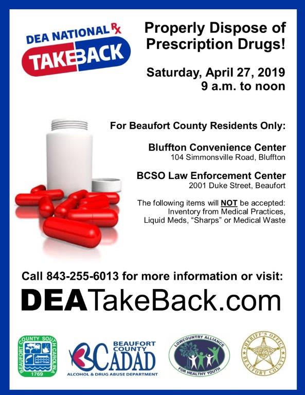Beaufort County Offers Two Locations for Residents to Properly Dispose of Prescription Drugs On April 27