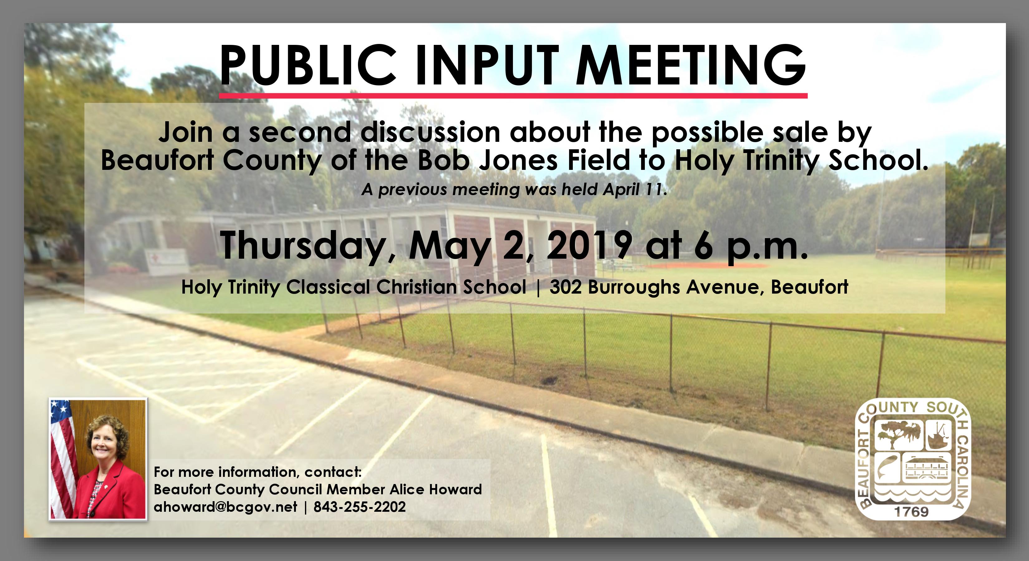 Beaufort County Holding Second Public Input Meeting May 2 on Possible Sale of Bob Jones Field