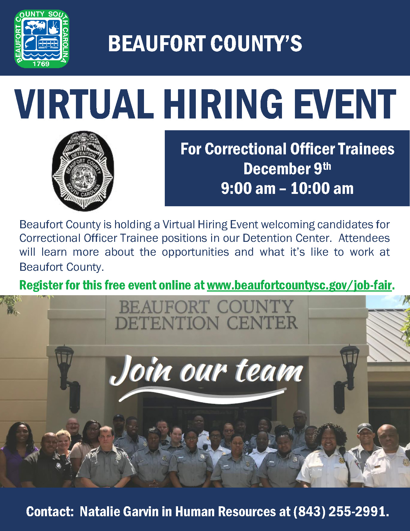 Beaufort County Holding Virtual Hiring Event for Correctional Officer Trainee Positions