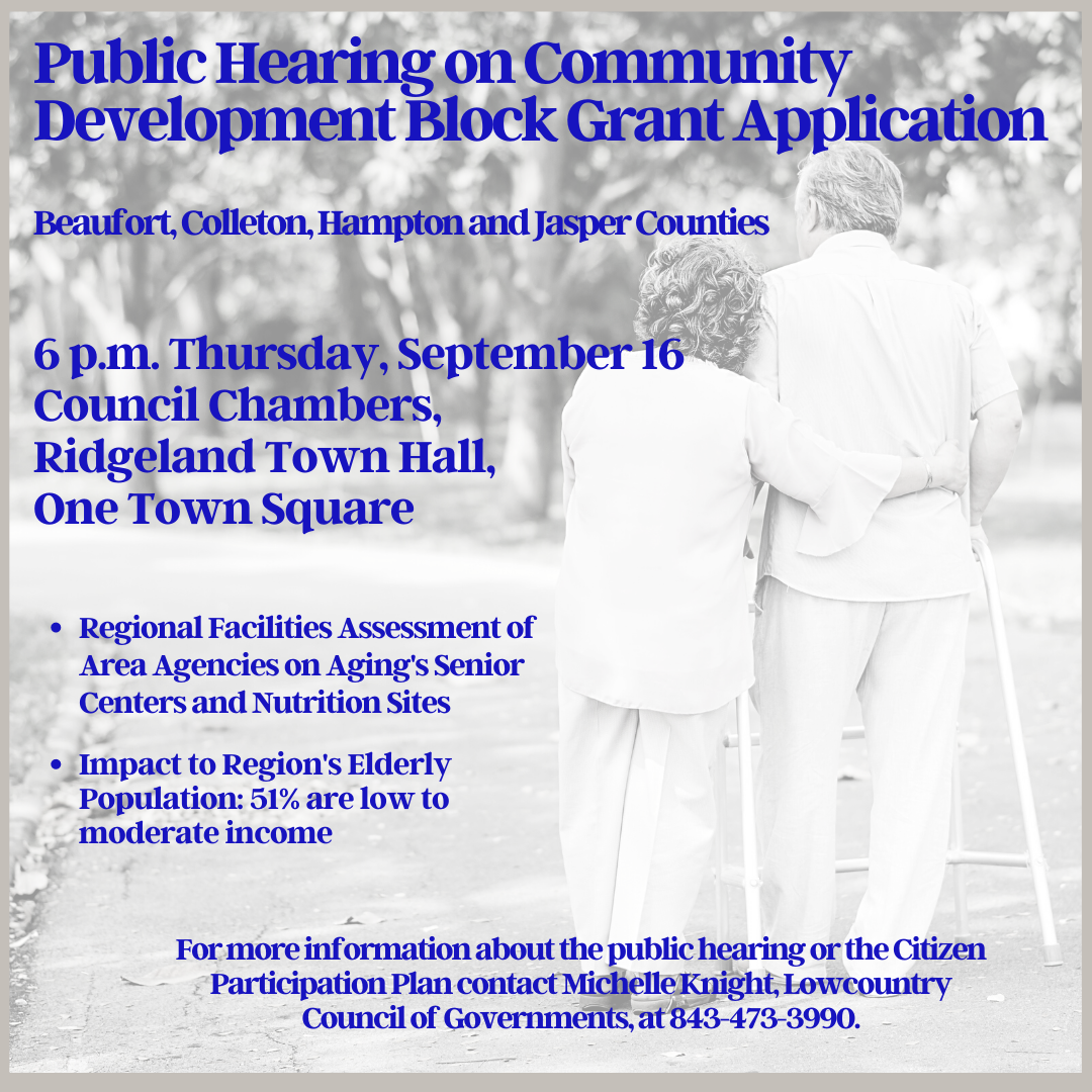 Public Hearing on Community Development Block Grant Application: Assess Agencies on Aging's Senior Centers and Nutrition Sites
