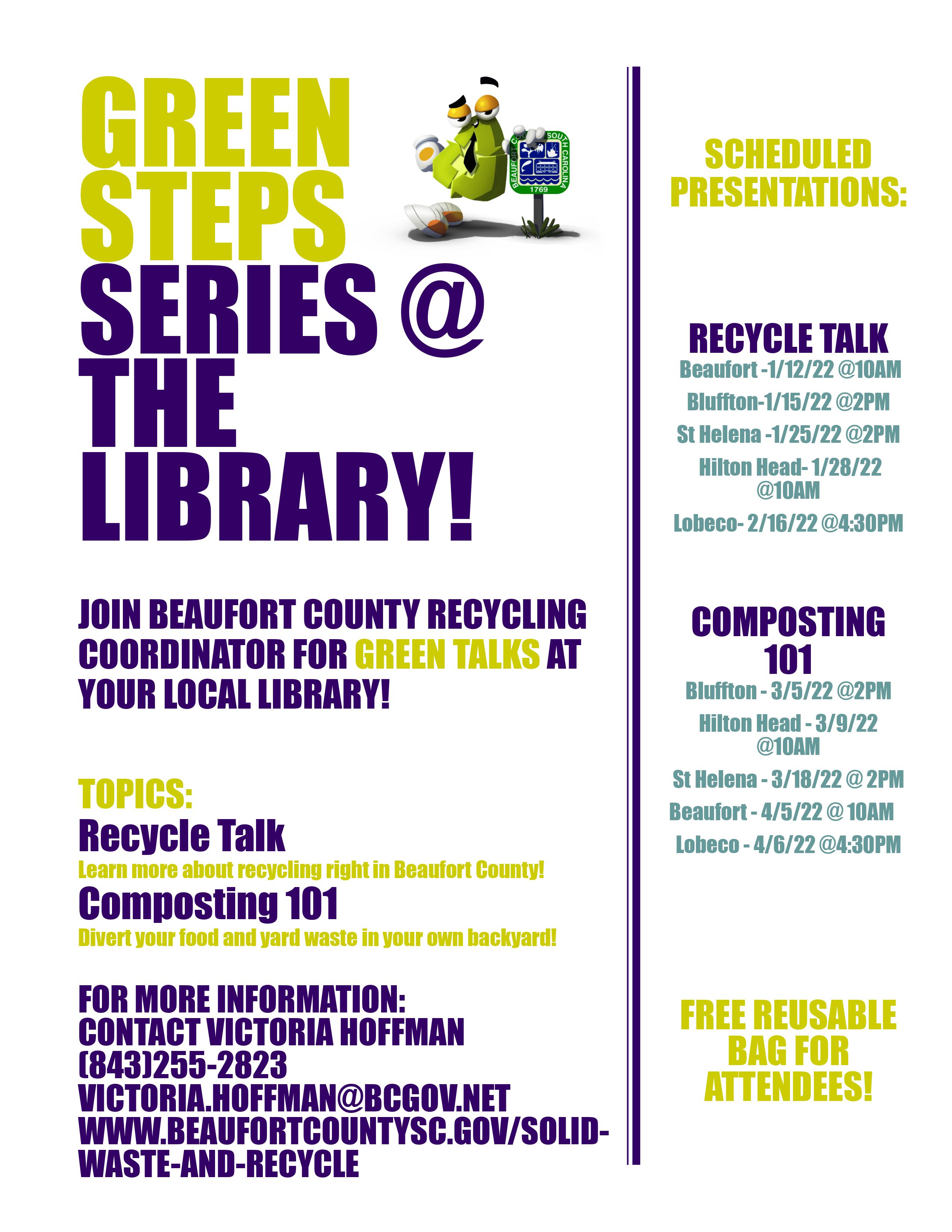 Beaufort County Solid Waste and Recycling Offers Series Called “Green Steps” on Recycling and Composting 101 