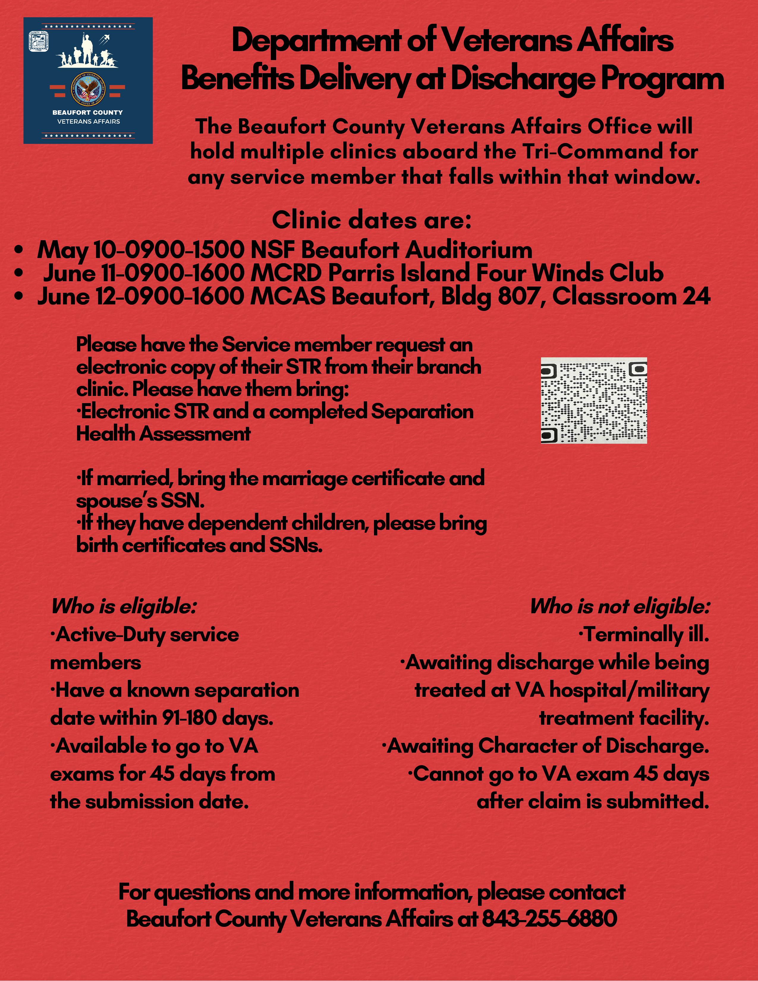 Beaufort County Veterans Affairs Hosting Benefits Delivery at Discharge Workshops