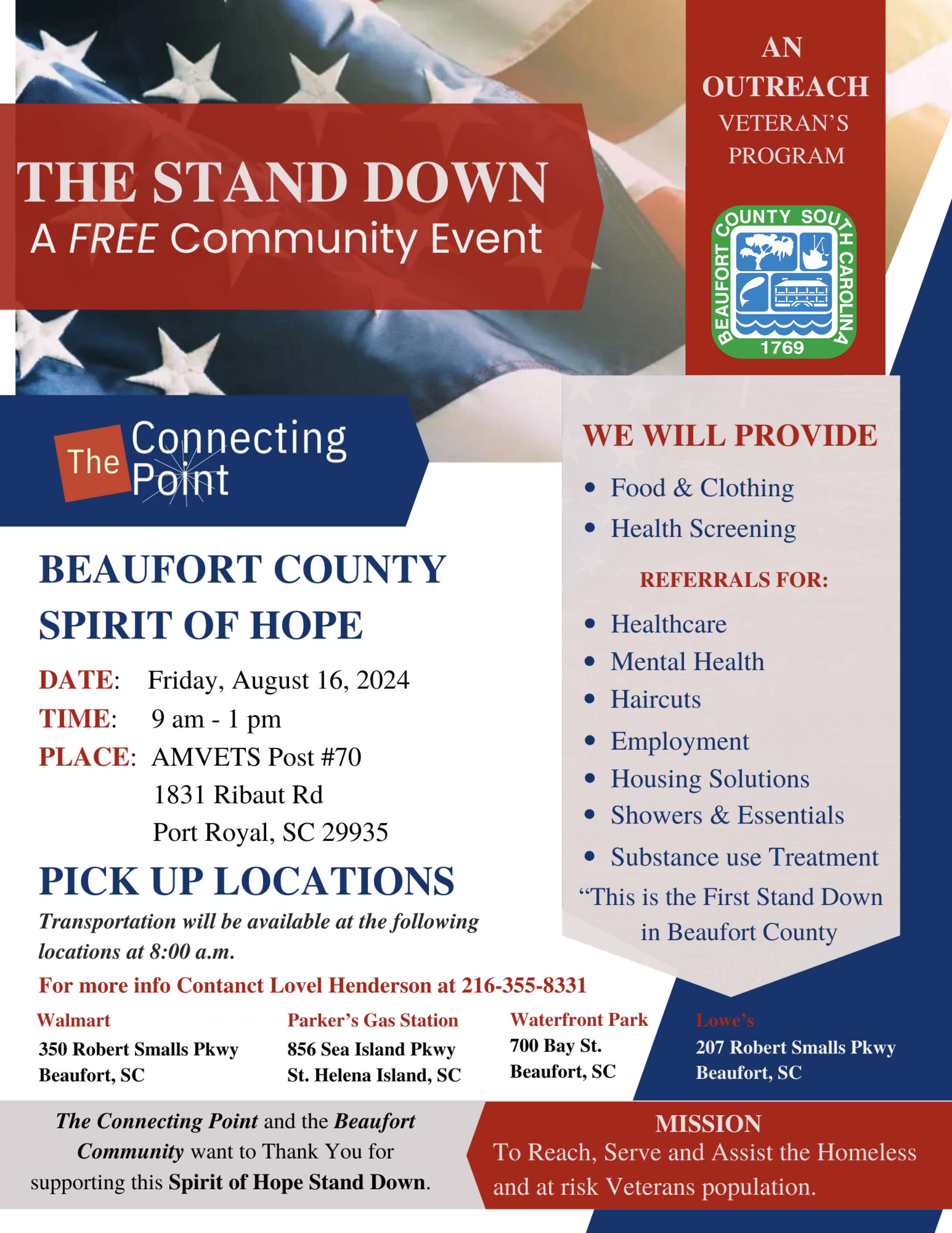 Beaufort County Veterans Affairs  Hosts Stand Down Event for  Homeless and At-Risk Veterans