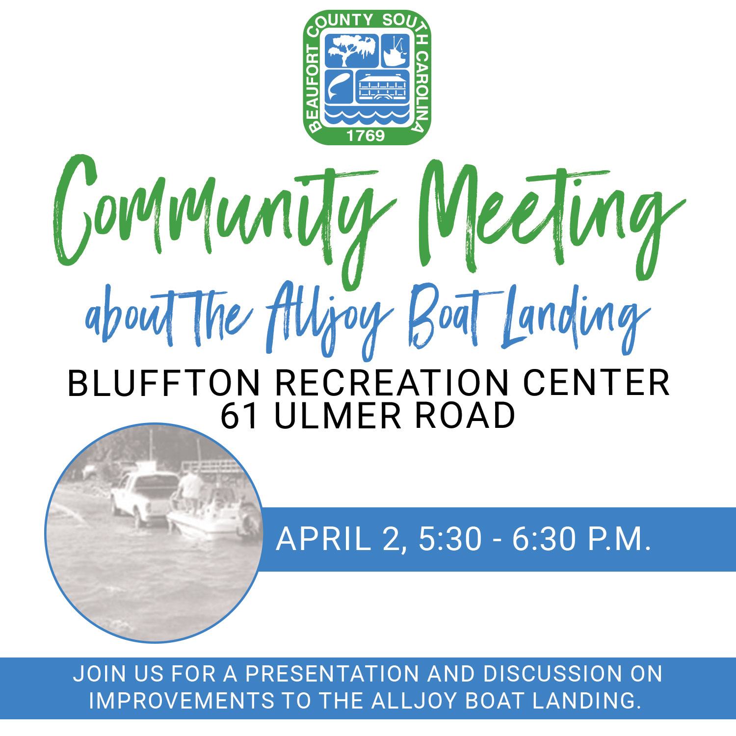 Community Meeting Tuesday, April 2 to Discuss Recent Improvements Made to Alljoy Boat Landing