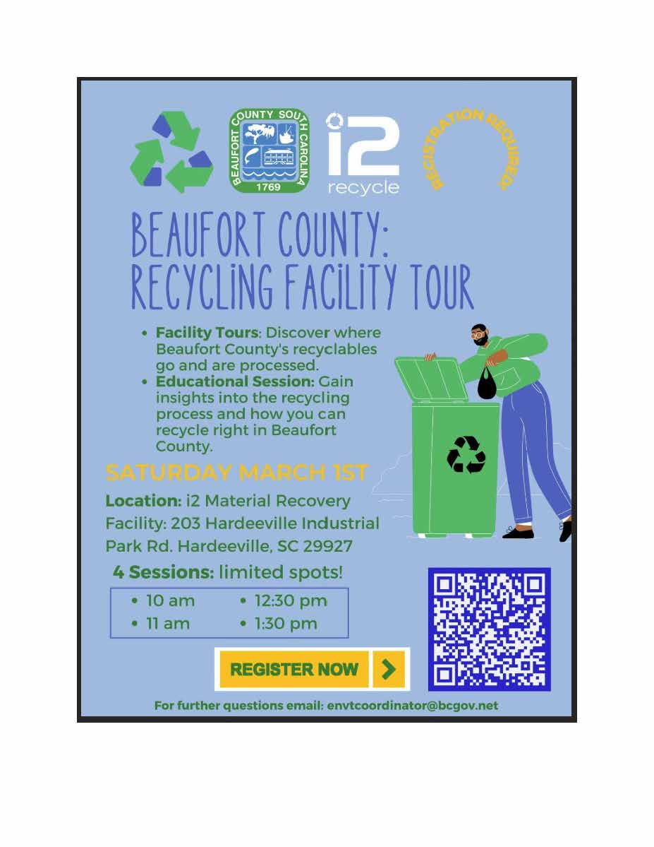 Beaufort County Solid Waste and Recycling to Host Recycling Facility Tours This Saturday, March 1