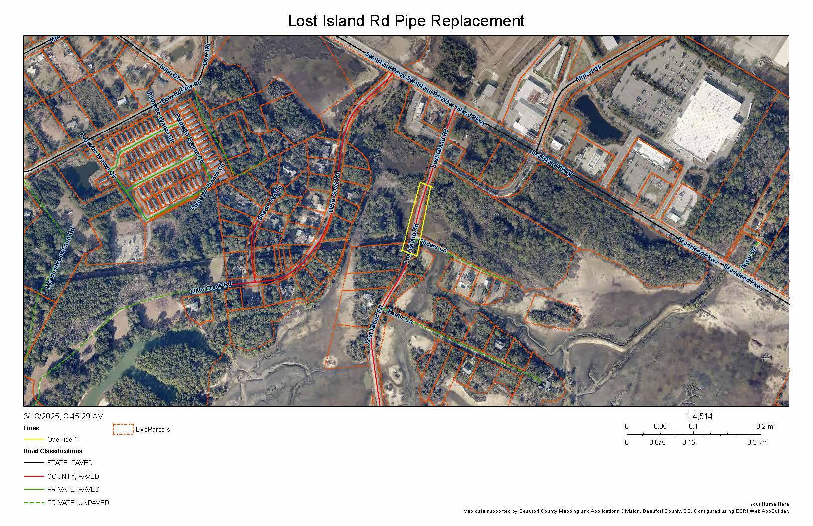 Beaufort County Public Works Stormwater Division to Replace Storm Drain Pipe  Under Lost Island Road Beginning Tomorrow, Wednesday, March 19
